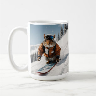 Taza De Café Snowboard Squirrel Wintertime Whimsical Animal