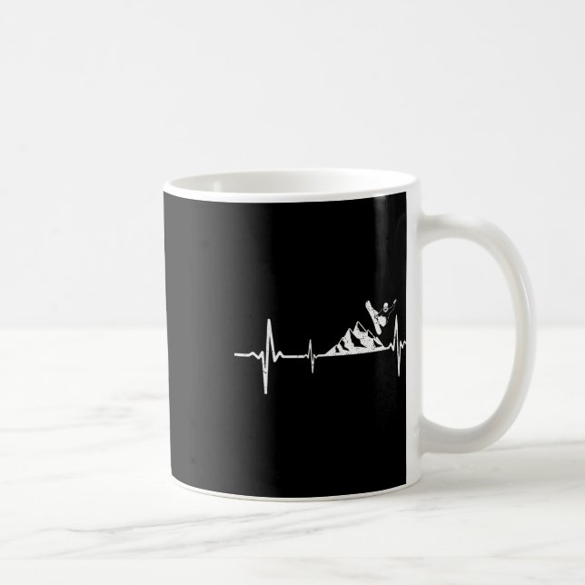 Taza De Café Snowboarder Heartbeat Mountain Pulse Snowboarding (Derecha)