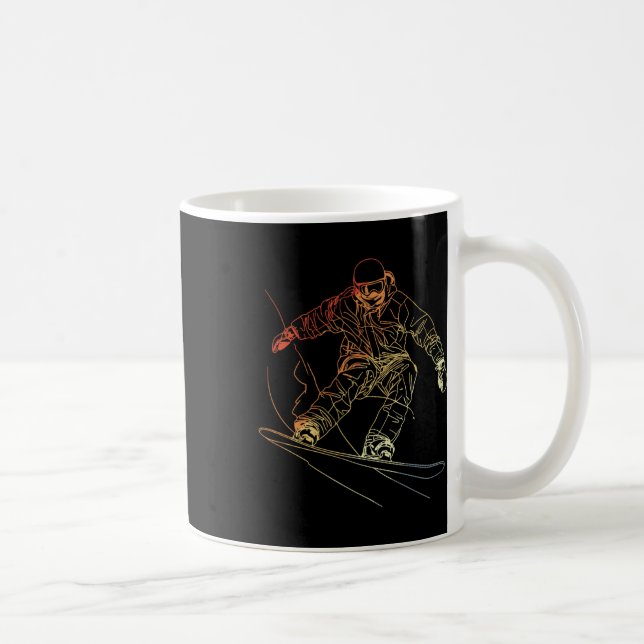 Taza De Café Snowboarder Sketch Vintage Alpine Snowboarding (Derecha)