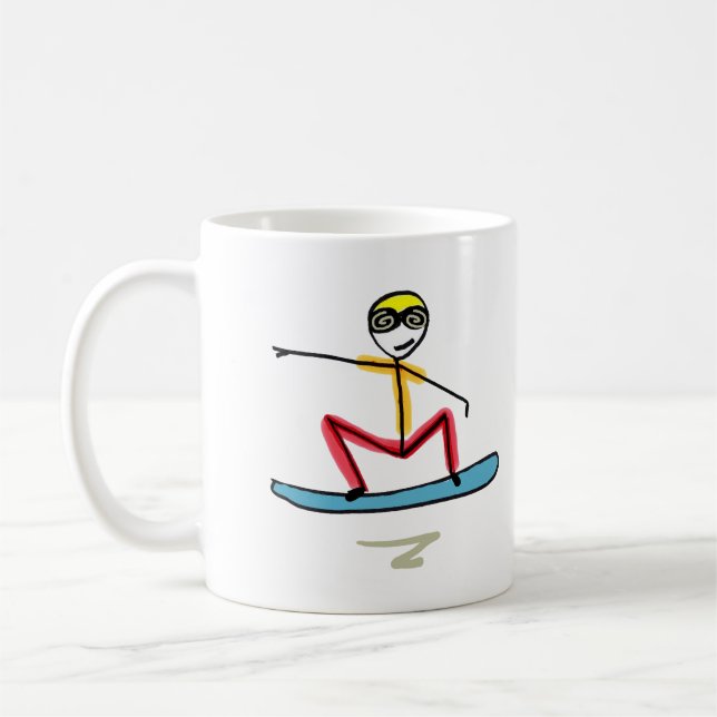 Taza De Café Snowboarding Stickman (Izquierda)