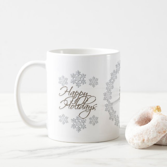 Taza De Café Snowflake Felices Fiestas Mug (Con donut)