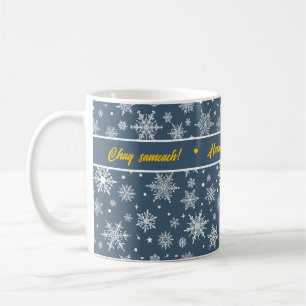 Taza De Café Snowflake Hannukah Blue & Gold Mug