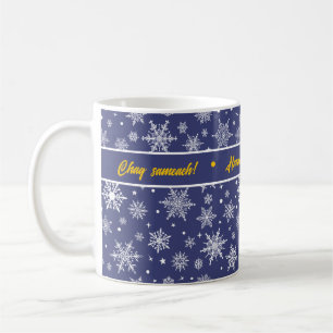 Taza De Café Snowflake Hannukah Deep Blue & Gold Mug