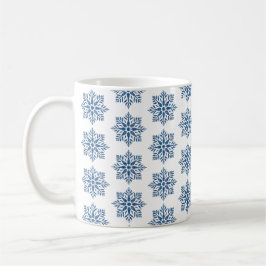 Taza De Café Snowflake Plaid Pattern Blue Holiday