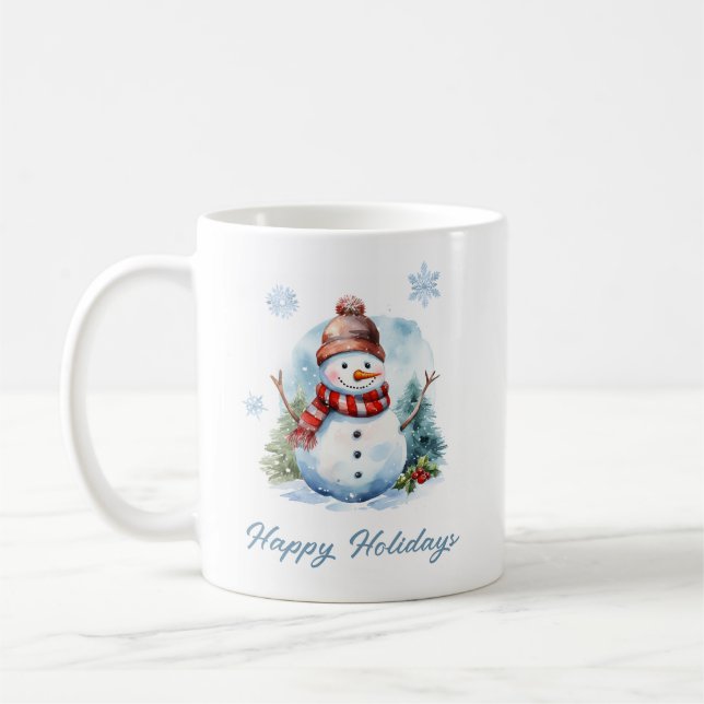 Taza De Café Snowflake Snowman Mug – Custom Winter Gift (Izquierda)