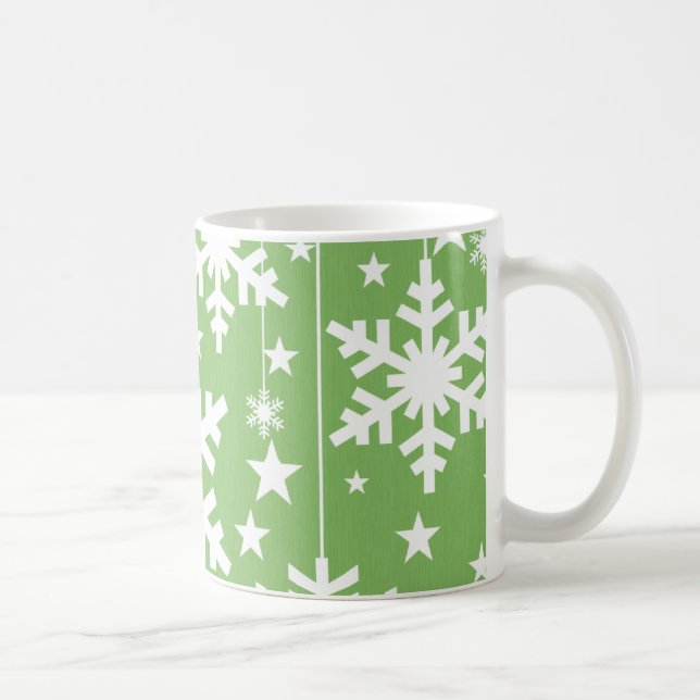 Taza De Café Snowflakes and Stars Mug, Green (Derecha)