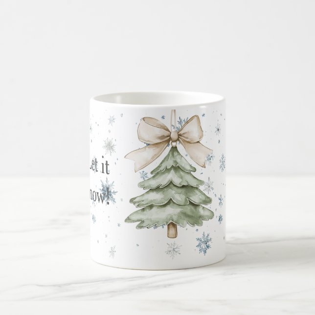 Taza De Café Snowflakes Let it snow Christmas Tree Bow (Centro)