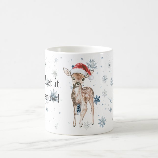Taza De Café Snowflakes Let it snow Deer Christmas Santa Hat (Centro)