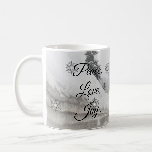 Taza De Café Snowflakes Snowflakes Navidades sketch blanco negr (Izquierda)