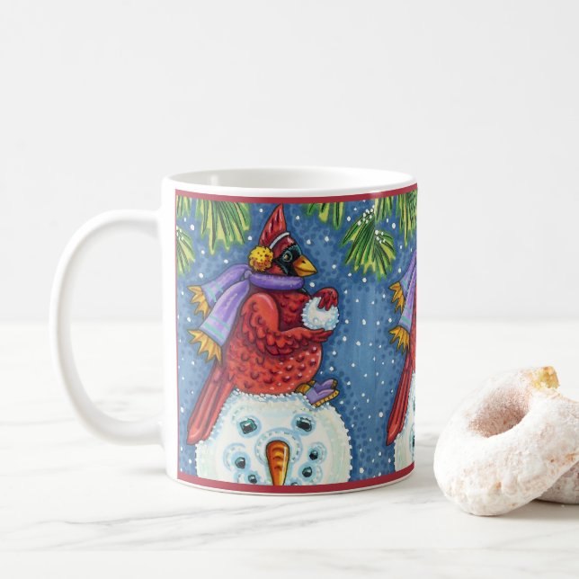 TAZA DE CAFÉ SNOWMAN BODYGUARD, NAVIDADES CARDINAL REDBIRD (Con donut)