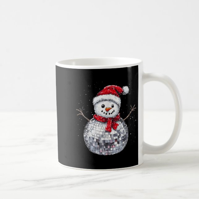 Taza De Café Snowman Christmas Retro Santa Hat Disco Ball Match (Derecha)