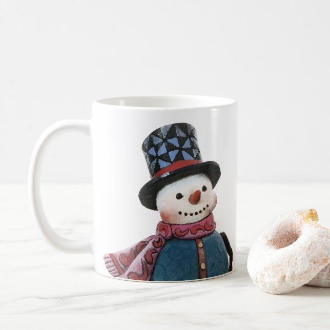 Taza De Café Snowman con mensaje de Personalizado Mug (Con donut)