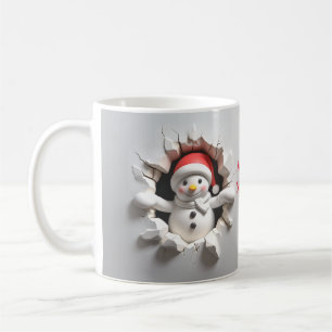 Taza De Café Snowman con Santa Hat 3D Breakout