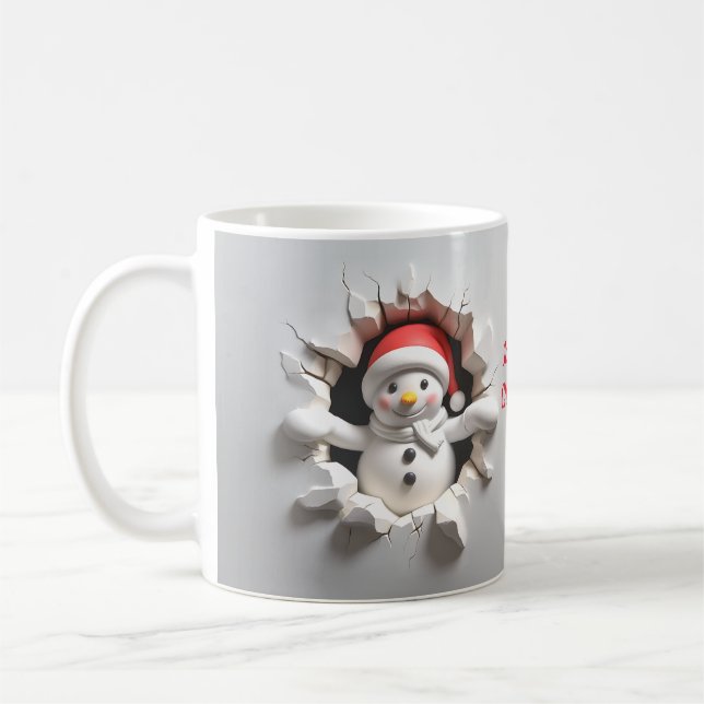 Taza De Café Snowman con Santa Hat 3D Breakout (Izquierda)