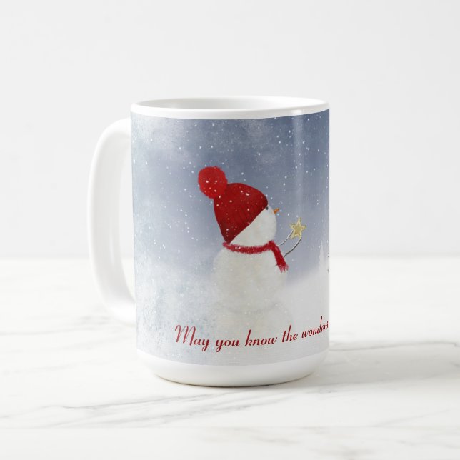 Taza De Café Snowman de vacaciones con estrella dorada (Anverso izquierdo)