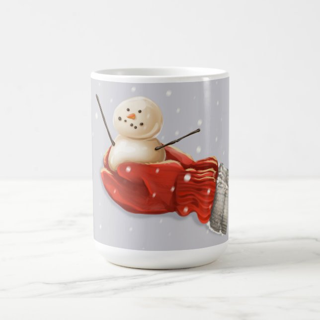 Taza De Café Snowman en rojo imita la nieve del invierno (Centro)