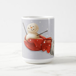 Taza De Café Snowman en rojo imita la nieve del invierno