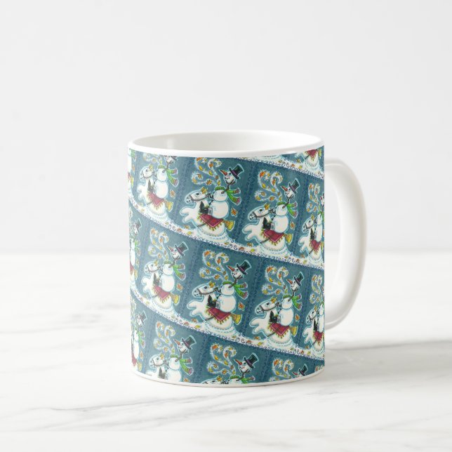 TAZA DE CAFÉ SNOWMAN HORSEMANA SIN CABEZA, XMAS HALLOWEB HUMOR, (Anverso derecho)