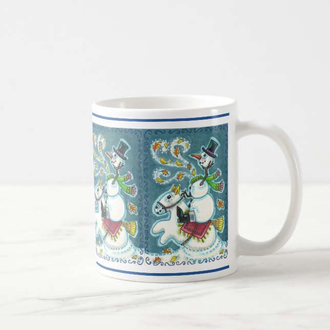 TAZA DE CAFÉ SNOWMAN HORSEMANA SIN CABEZA, XMAS HALLOWEB HUMOR, (Derecha)