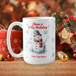Taza De Café Snowman Jolly Holiday Navidades Snowflakes Mug