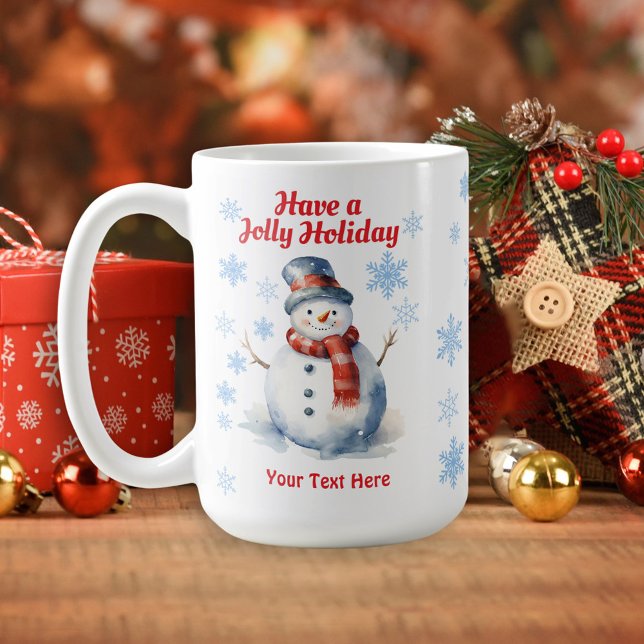 Taza De Café Snowman Jolly Holiday Navidades Snowflakes Mug (Subido por el creador)