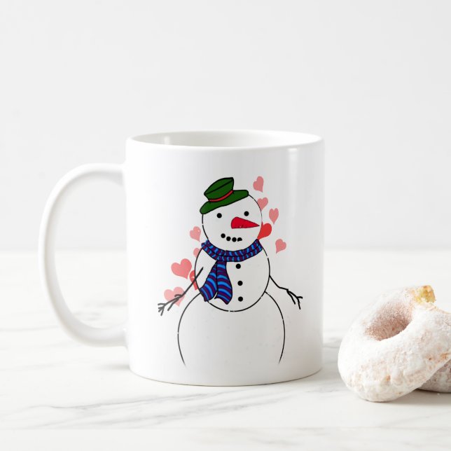 Taza De Café Snowman Little Boy In Love (Con donut)