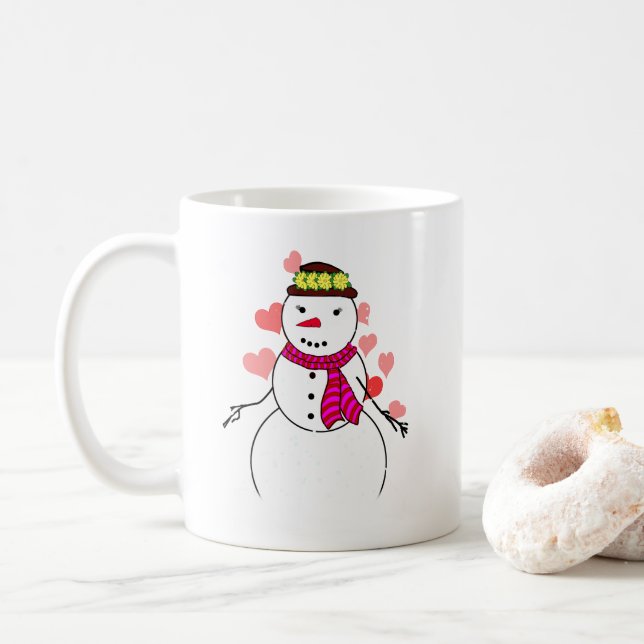 Taza De Café Snowman Little Girl In Love (Con donut)