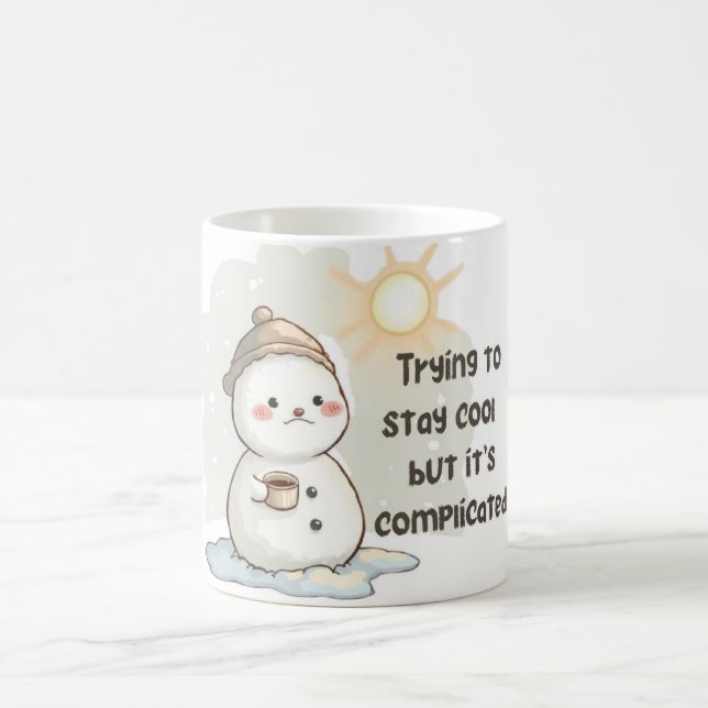 Taza De Café Snowman Melting Over Hot Coffee & Sun (Centro)