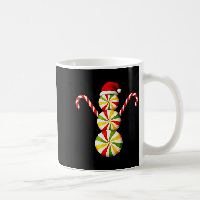 Taza De Café Snowman Peppermint Candies Merry Christmas Pajamas (Derecha)