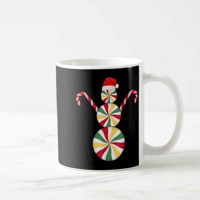 Taza De Café Snowman Peppermint Candies Merry Christmas Pajamas (Derecha)