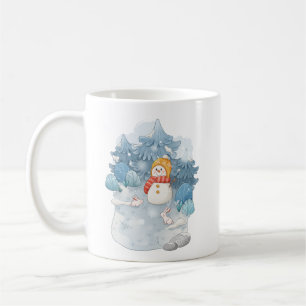 Taza De Café Snowman & Rabbits Mug, el invierno de Wonderland