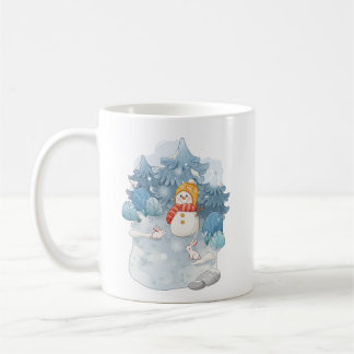 Taza De Café Snowman & Rabbits Mug, el invierno de Wonderland