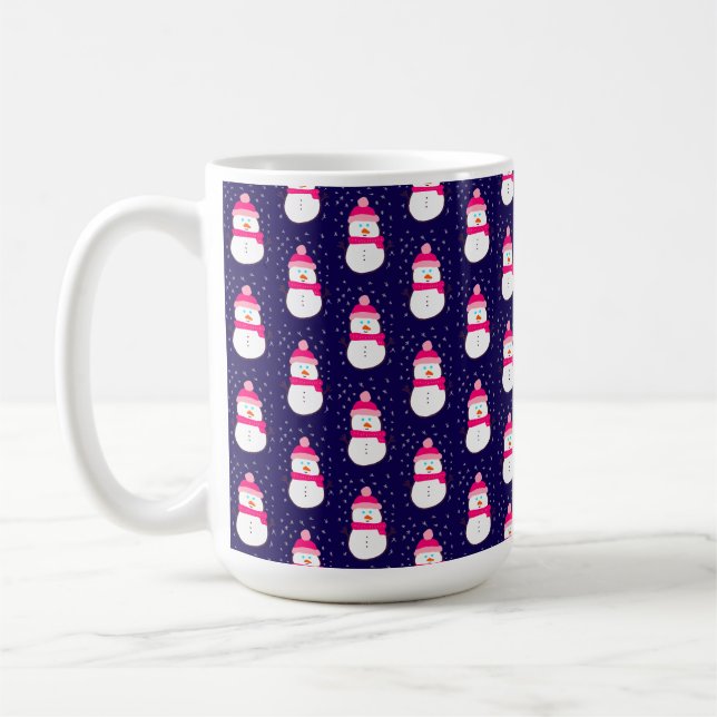 Taza De Café Snowman rosado con harina de nieve (Izquierda)