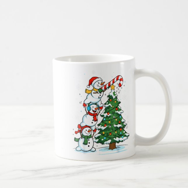 Taza De Café Snowman Snowflake, Merry Christmas Tree, Xmas Holi (Derecha)