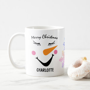 Taza De Café Snowman sonriente y bellamente. Feliz Navidad