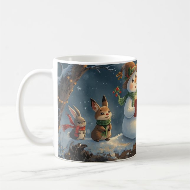 Taza De Café  “Snowman Storytime Mug – Woodland Christmas Magic (Izquierda)