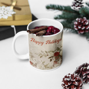 Taza De Café Snowman Vintage Y Flores Café Mug