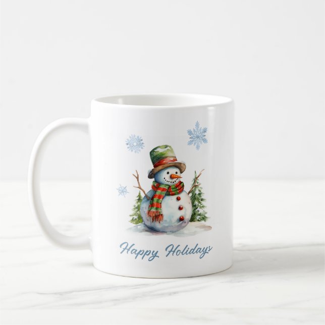 Taza De Café Snowman Winter Mug – Custom Holiday Gift (Izquierda)