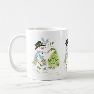 Taza De Café Snowman with a Bluebird