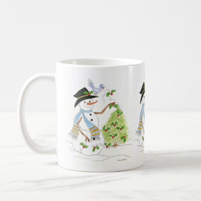 Taza De Café Snowman with a Bluebird (Izquierda)