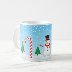 Taza De Café Snowman y Candy Cane Winter Wonderland