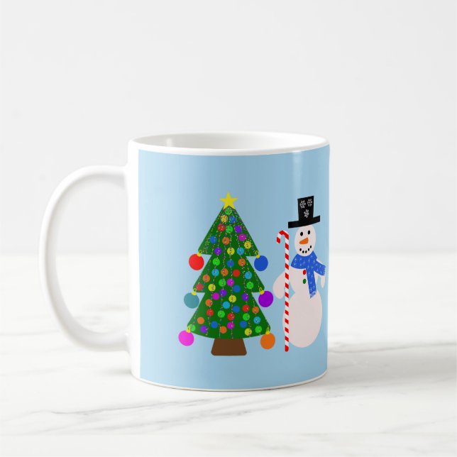 Taza De Café Snowman y el árbol de Navidad #4 Mug (Izquierda)