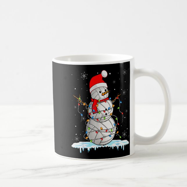 Taza De Café Snowmies Santa Lights Christmas Snowman Volleyball (Derecha)