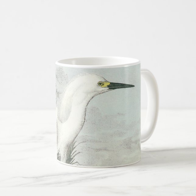 Taza De Café Snowy Egret por Audubon (Anverso derecho)