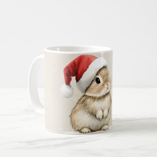 Taza De Café Snowy Forest Winter Woodland Christmas Bunny Bird  (Anverso izquierdo)