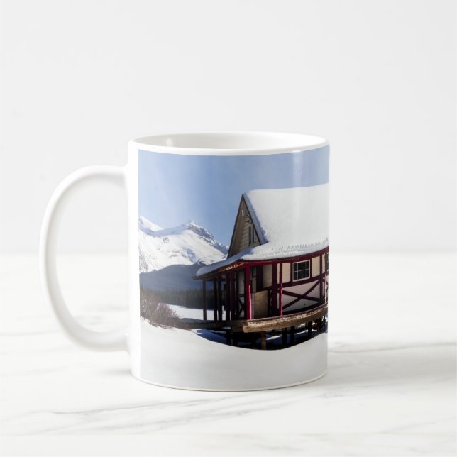 Taza De Café Snowy Maligno Lake Boat House (Izquierda)