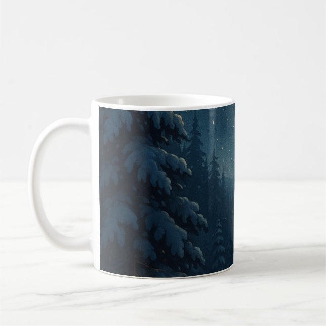 Taza De Café Snowy Winter Navidades Nocturnos Coffee Mug (Izquierda)