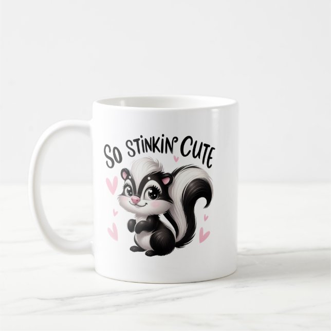 Taza De Café So Stinkin Cute Skunk Art (Izquierda)