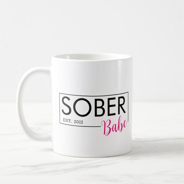 Taza De Café Sober Babe Est. Fecha personalizada (Izquierda)
