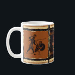 Taza De Café  sobre el tema de la Antigua Grecia en forma de un<br><div class="desc">sobre la temática de la Antigua Grecia en forma de un conjunto de baldosas de piedra, arcilla o cerámica. Ilustraciones con ornamentos griegos y antiguos soldados griegos con escudos, lanzas, en una caricatura, creta, greco, olinfas, pintura, grecia antigua, grecia antigua, antigüedades, arte, artefacto, atenes, batalla, cerámica, baldosa cerámica, cariota, arcilla,...</div>